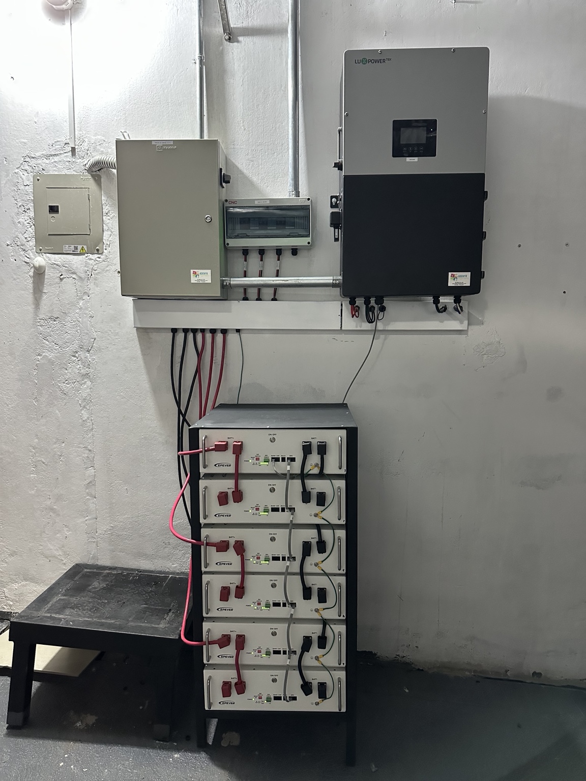 Inversor LuxPower y seis baterías en Píllaro